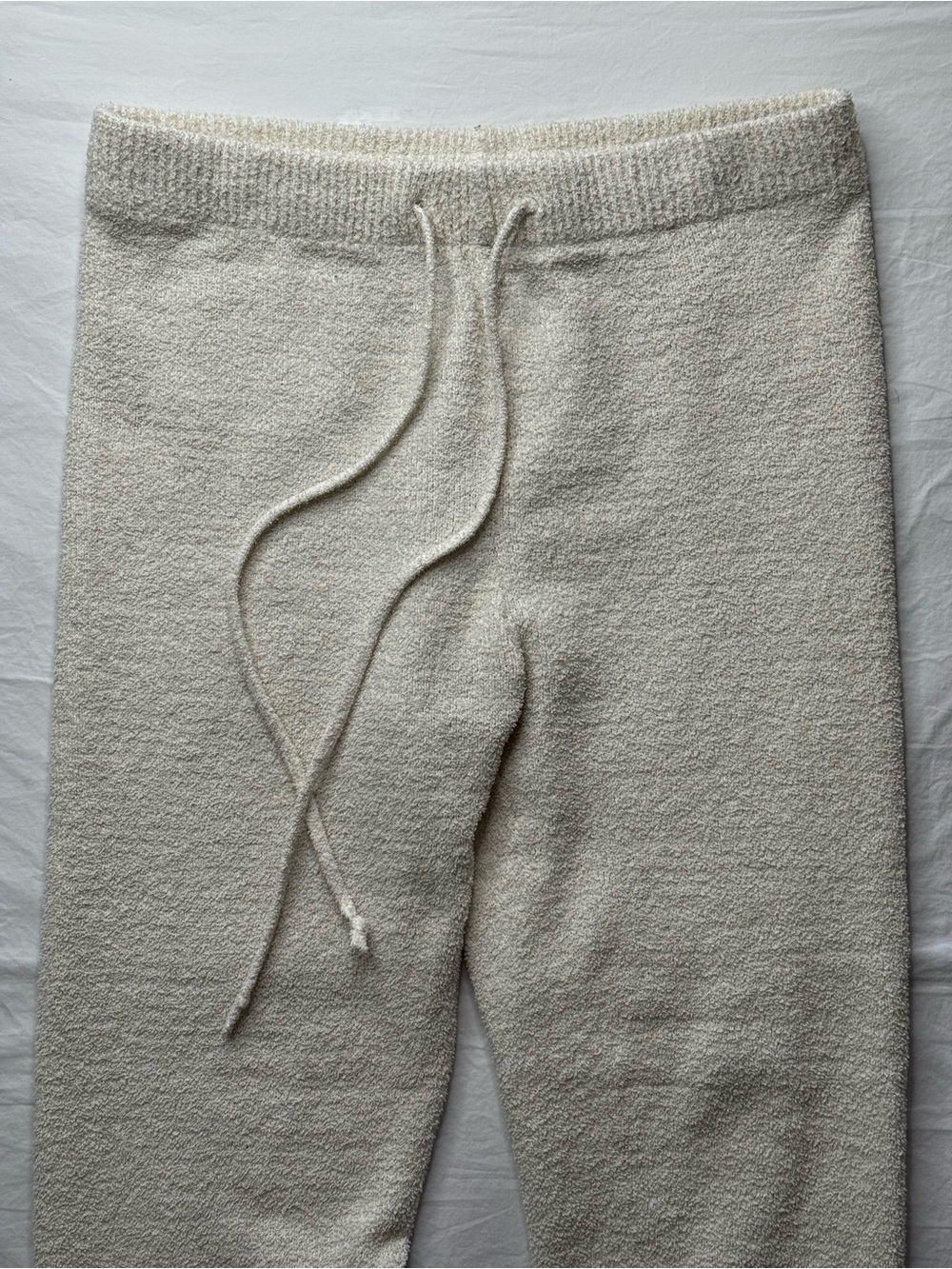 Uniqlo - Womens Cream Knit Joggers with Drawstring Teddy Pants - Picture 3 of 9